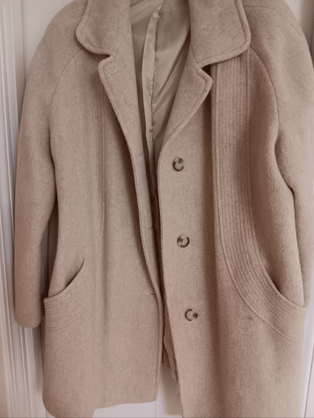 London Fog Cream Wool Blend Pea Coat